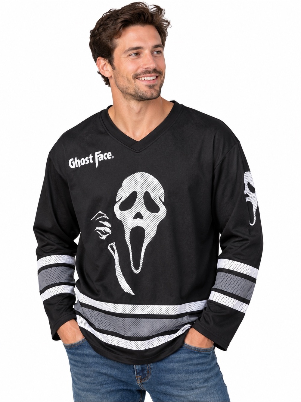 Ghost Face Black Graphic Hockey Jersey for Men
